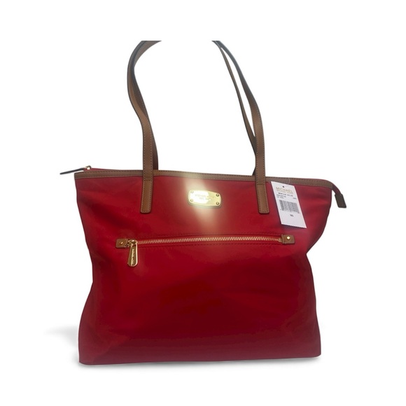 New Michael Kors Montauk Chili Red Nylon Large Tote Bag - Picture 1 of 15